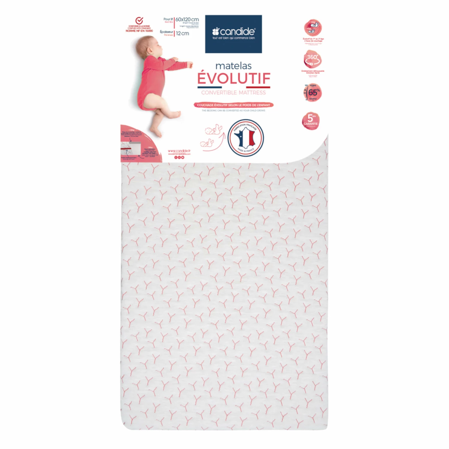 Candide Matelas Bébé Déhoussable EVOLUTIF 3 Candide Matelas Bébé Déhoussable EVOLUTIF