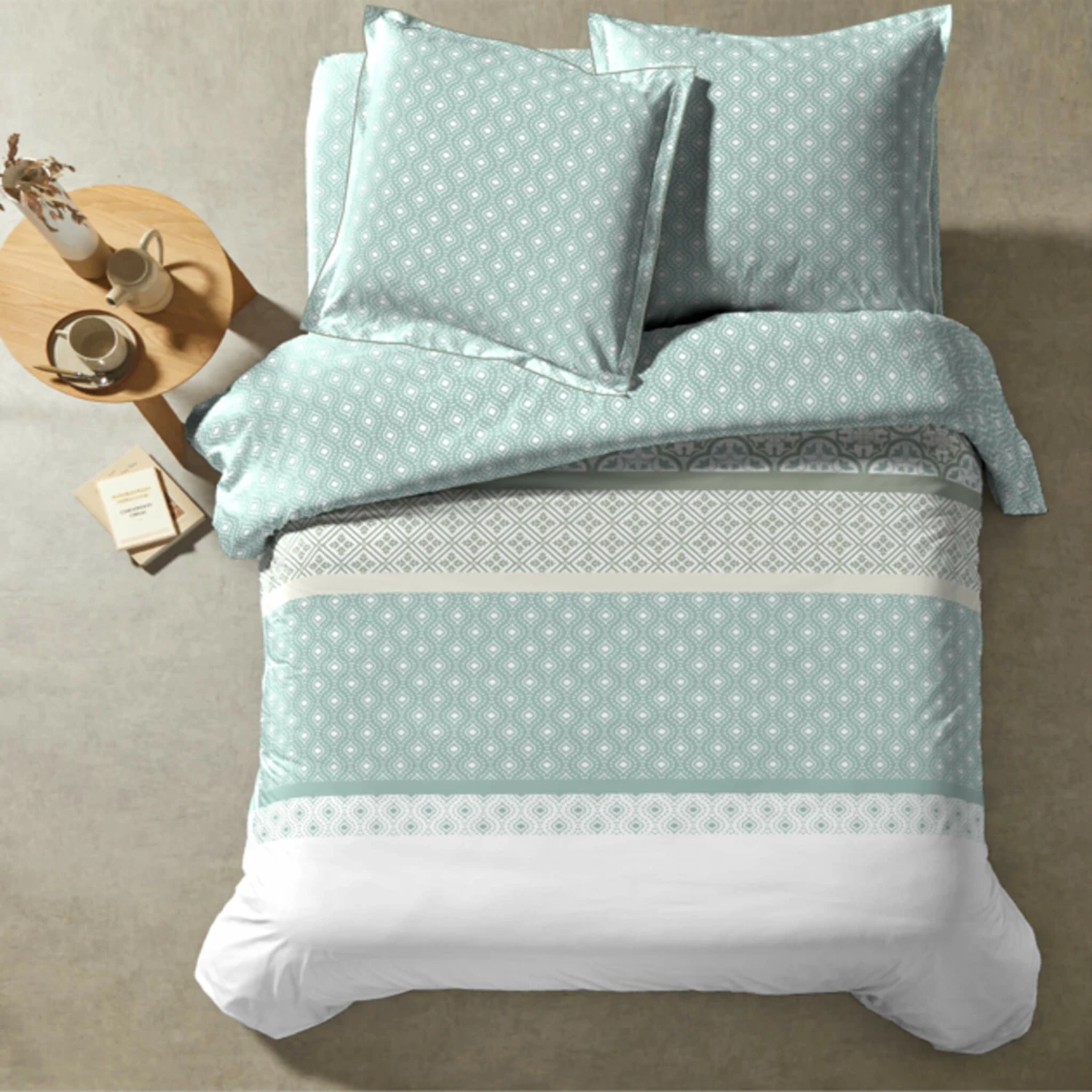 Parure De Lit Mosaïque Vert D'eau 5 Parure De Lit Mosaïque Vert D'eau – Image 3