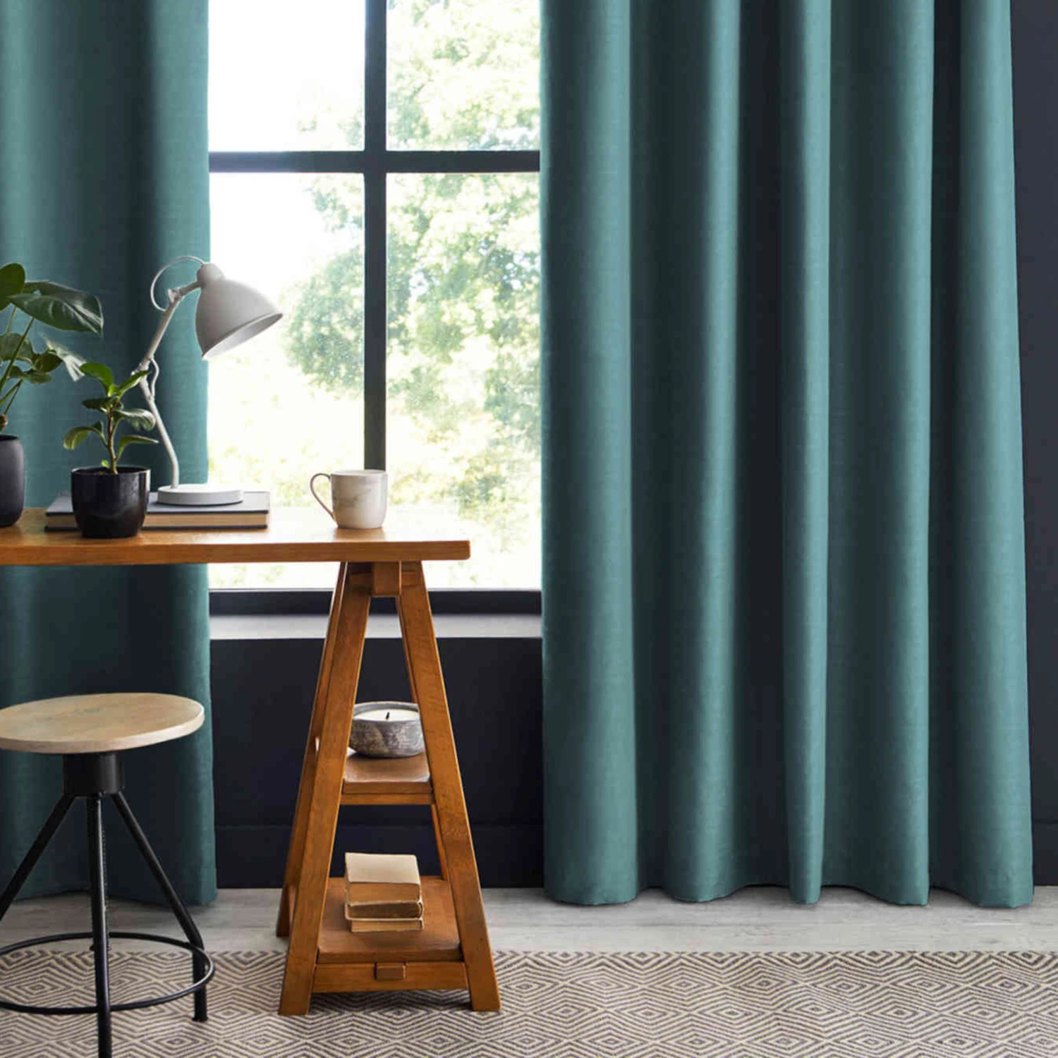 Lot De 2 Rideaux Occultants à œillets Bleu Canard 4 Lot De 2 Rideaux Occultants à œillets Bleu Canard – Image 2