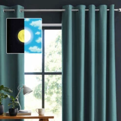 Lot De 2 Rideaux Occultants à œillets Bleu Canard