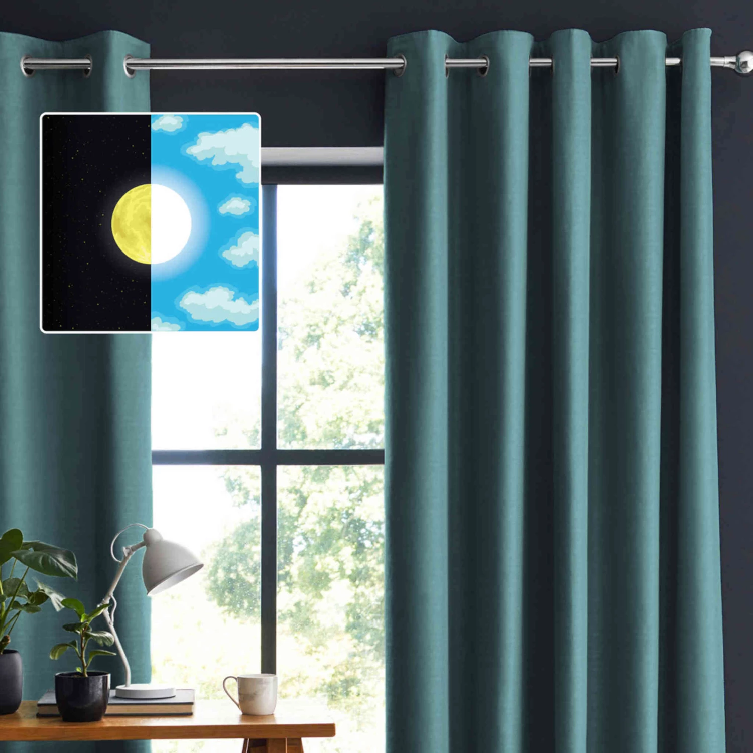 Lot De 2 Rideaux Occultants à œillets Bleu Canard 3 Lot De 2 Rideaux Occultants à œillets Bleu Canard