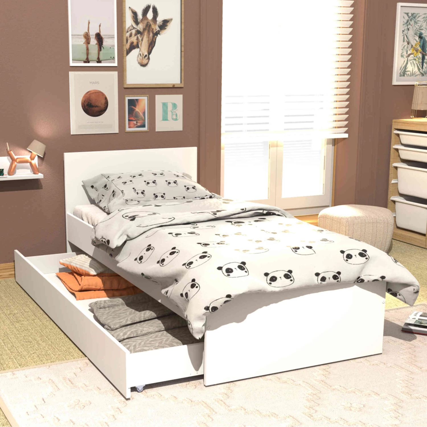 Lit Tiroirs En Bois Blanc - LT14013 4 Lit Tiroirs En Bois Blanc - LT14013 – Image 2