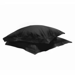 Lot De 2 Taies D'oreillers Noires 100% Coton