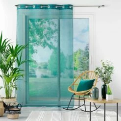 Voilage à œillets Louise 140x240 10 Voilage à œillets Louise 140x240 -Doublures De Lit Soldes 2024 panneau a oeillets louise petrole ambiance 1