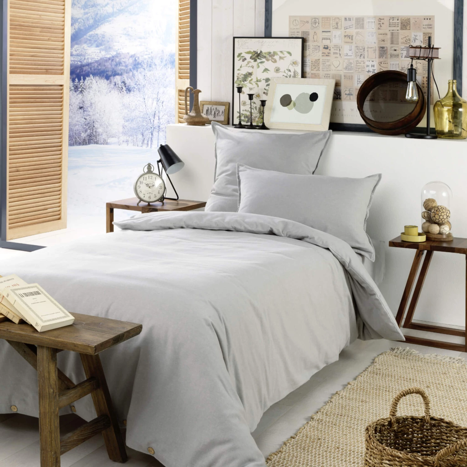 Housse De Couette Flanelle Gris 5 Housse De Couette Flanelle Gris – Image 3