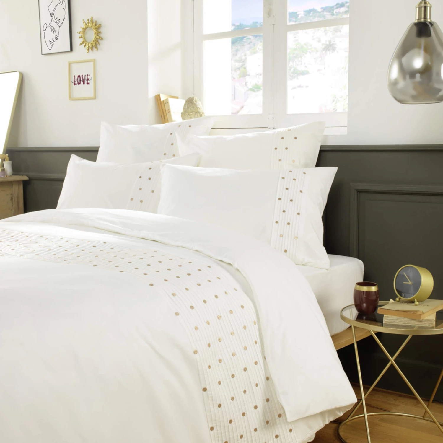 Housse De Couette Brodée Plis Religieuses Blanc 4 Housse De Couette Brodée Plis Religieuses Blanc – Image 2