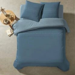 Parure De Lit Amsy Bleu 240x220 Cm -Doublures De Lit Soldes 2024 parure amsy bleu vue dessus