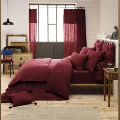 Parure De Lit Double Gaze De Coton Bordeaux -Doublures De Lit Soldes 2024 parure bordeaux 2