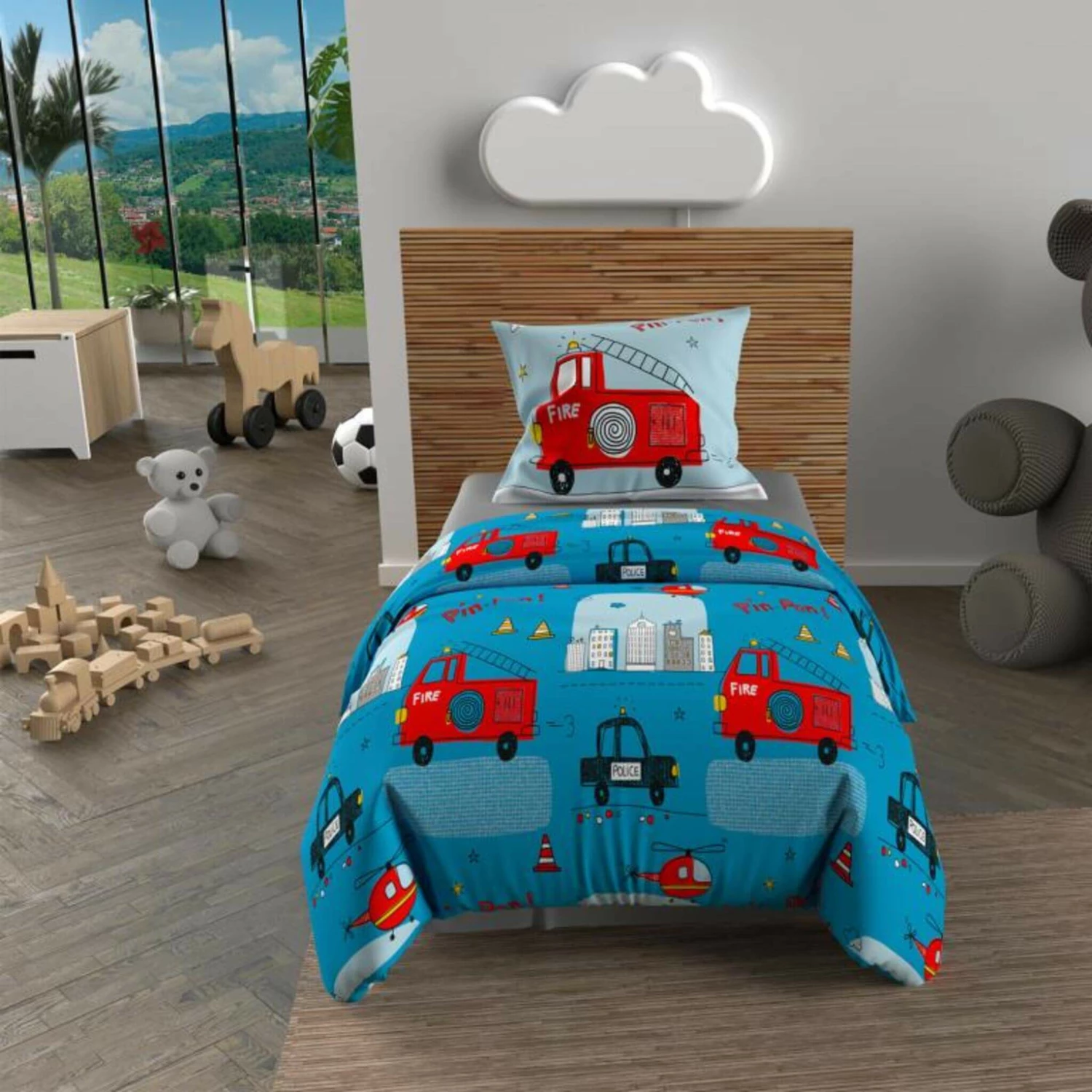 Parure De Lit Enfant Pompiers Bleu 3 Parure De Lit Enfant Pompiers Bleu