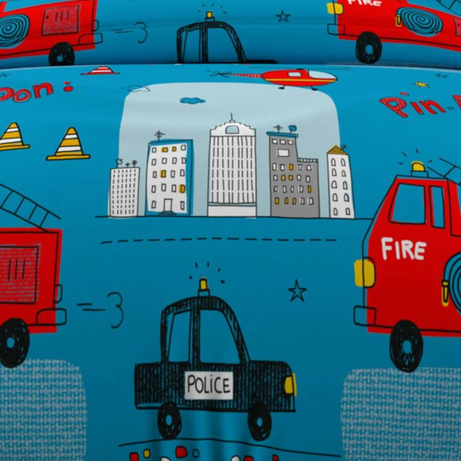 Parure De Lit Enfant Pompiers Bleu 4 Parure De Lit Enfant Pompiers Bleu – Image 2