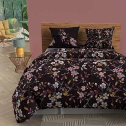 Parure De Lit Flowers Noir