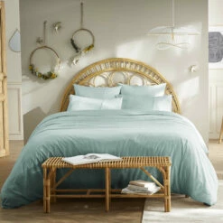 Housse De Couette 100% Coton Broderie Anglaise 14 Housse De Couette 100% Coton Broderie Anglaise -Doublures De Lit Soldes 2024 parure de lit jeanne bleu craie ambiance