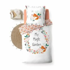 Parure De Lit Enfant Magic Garden 140x200 -Doublures De Lit Soldes 2024 parure de lit magic garden vue dessus fond blanc