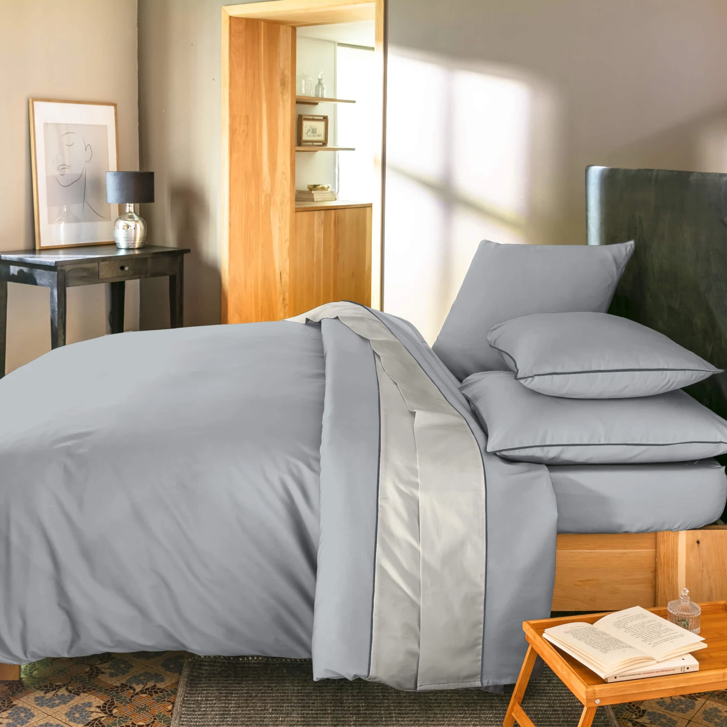 Parure De Lit Percale Sydney Cendre 3 Parure De Lit Percale Sydney Cendre