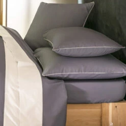 Parure De Lit Percale Sydney Gris -Doublures De Lit Soldes 2024 parure de lit percale sidney gris blanc 3