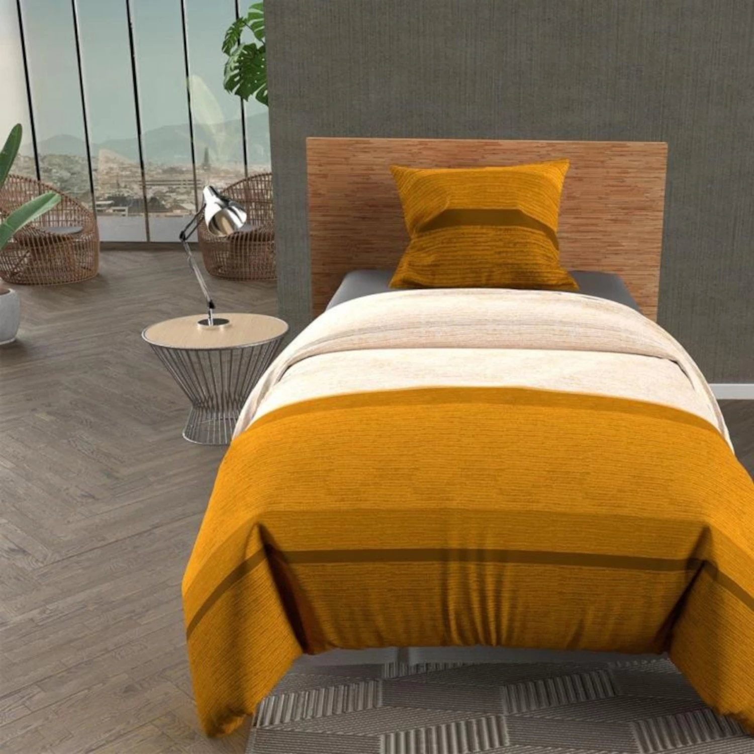 Parure De Lit Stripe Jaune 4 Parure De Lit Stripe Jaune – Image 2