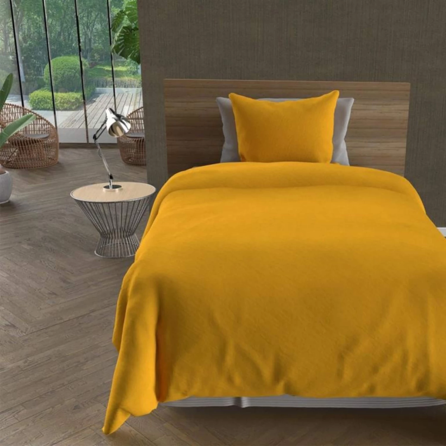 Parure De Lit Unie Bohème Moutarde 4 Parure De Lit Unie Bohème Moutarde – Image 2