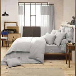 Parure De Lit Double Gaze De Coton Gris 7 Parure De Lit Double Gaze De Coton Gris -Doublures De Lit Soldes 2024 parure gris 2