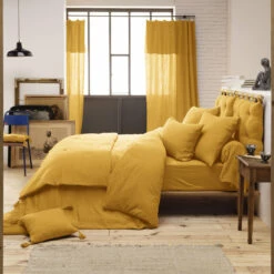 Parure De Lit Double Gaze De Coton Jaune Safran 7 Parure De Lit Double Gaze De Coton Jaune Safran -Doublures De Lit Soldes 2024 parure jaune 2