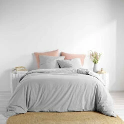 Parure De Lit Coton Lavé Linette Gris