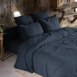 Taie D'oreiller Double Gaze De Coton Marine -Doublures De Lit Soldes 2024 parure marine