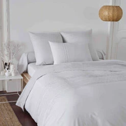 Parure De Lit Plis Religieuses Percale Gris