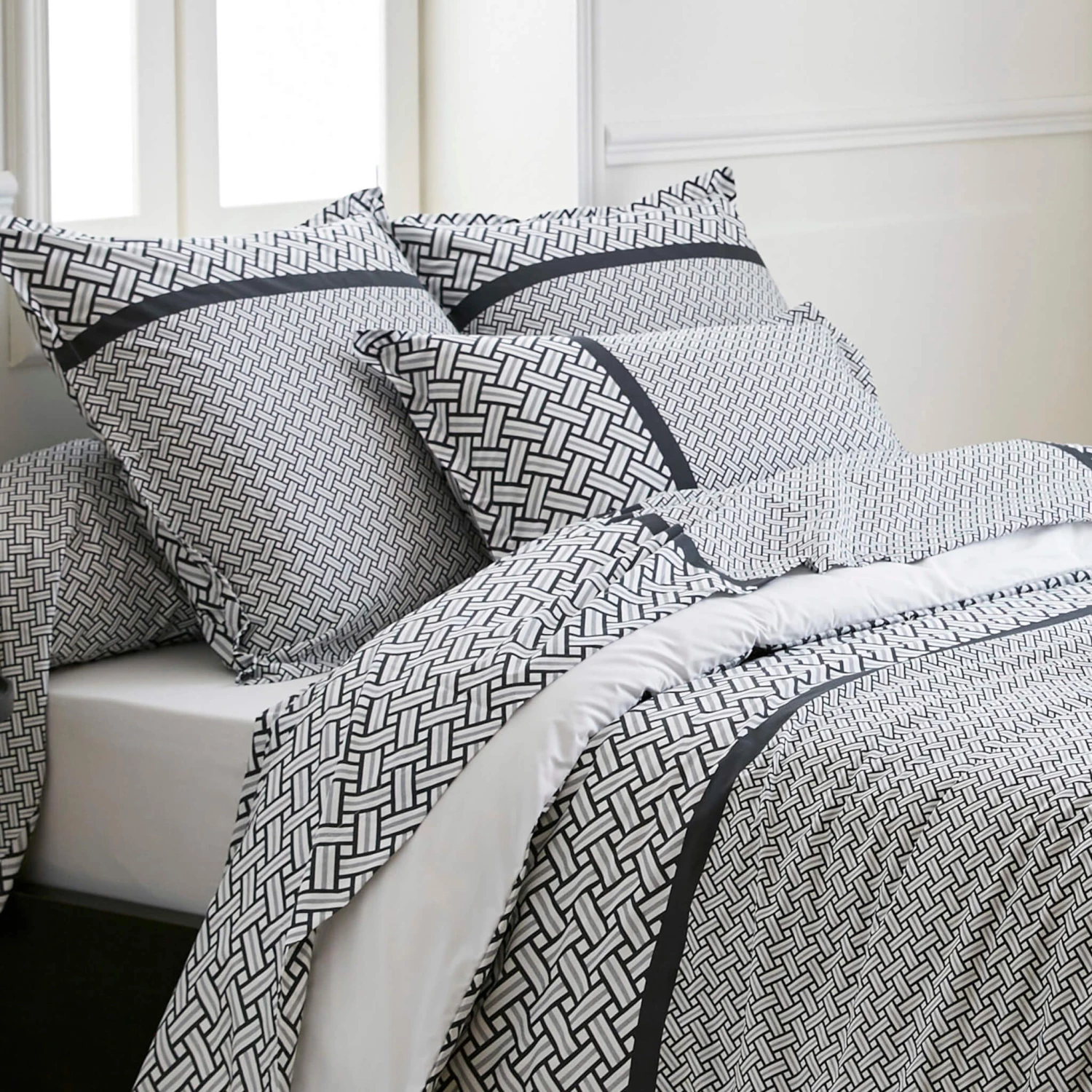 Parure De Lit Percale Riviera Réglisse - Tradilinge 5 Parure De Lit Percale Riviera Réglisse - Tradilinge – Image 3