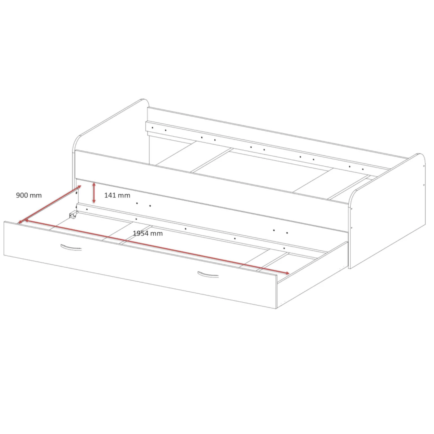 Lit Gigogne En Bois Imitation Chêne Clair 90x200 - LT13023 6 Lit Gigogne En Bois Imitation Chêne Clair 90x200 - LT13023 – Image 4