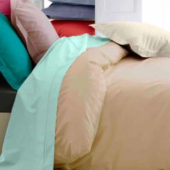 Housse De Couette Percale Beige - Tradilinge -Doublures De Lit Soldes 2024 percale beige zoom