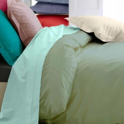 Housse De Couette Percale Sauge - Tradilinge -Doublures De Lit Soldes 2024 percale sauge zoom