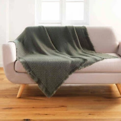 Plaid à Franges Acrylique Coraline 125x150 Cm 17 Plaid à Franges Acrylique Coraline 125x150 Cm -Doublures De Lit Soldes 2024 plaid coraline kaki