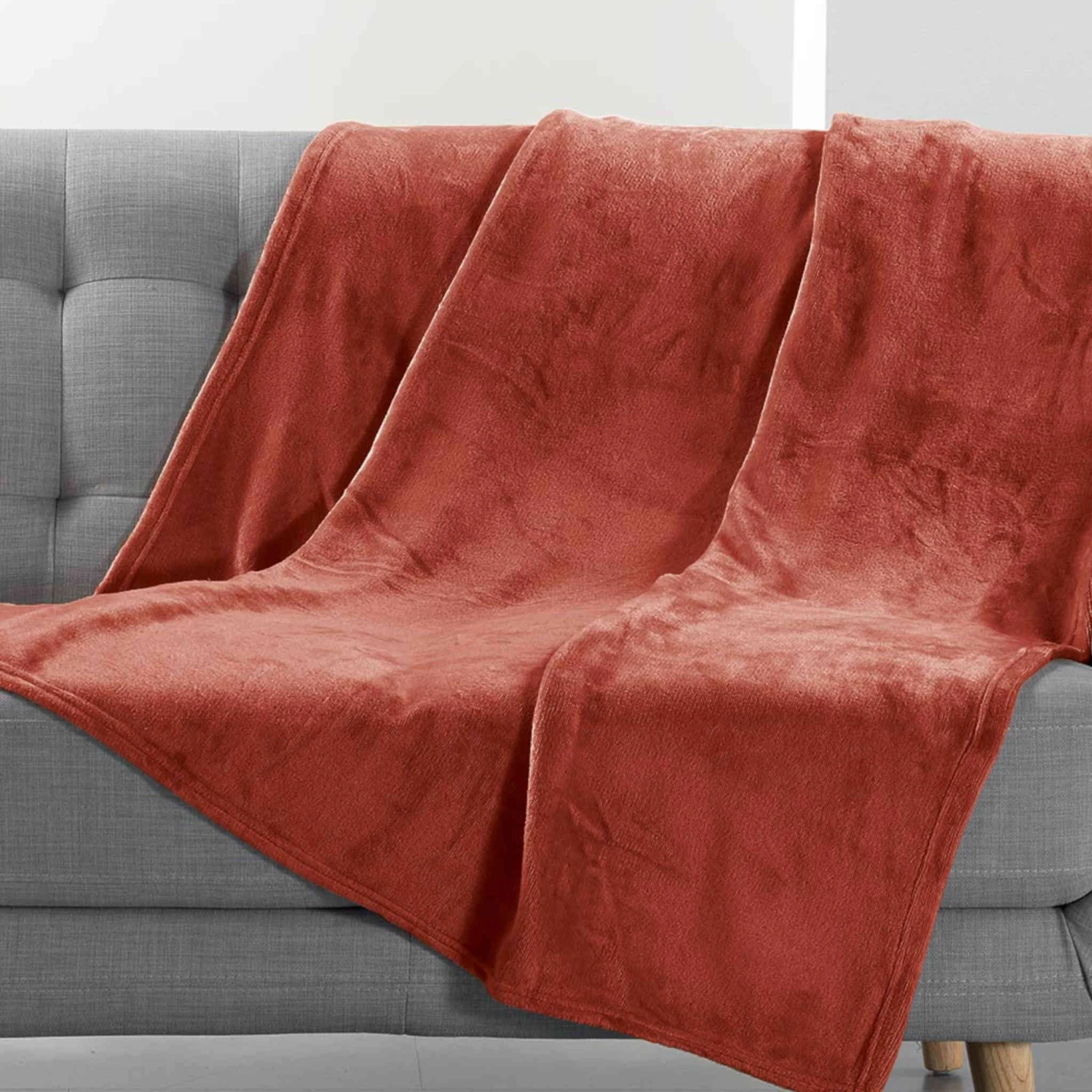 Plaid Flanelle Unie Flanou Terracotta 4 Plaid Flanelle Unie Flanou Terracotta – Image 2