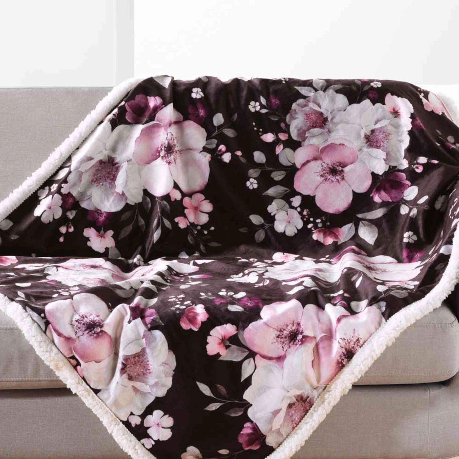 Plaid Velours/sherpa Flower 125x150 Cm 4 Plaid Velours/sherpa Flower 125x150 Cm – Image 2