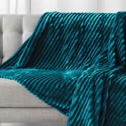 Plaid Flanelle Jacquard Uni Kalie Bleu 5 Plaid Flanelle Jacquard Uni Kalie Bleu -Doublures De Lit Soldes 2024 plaid kalie bleu zoom