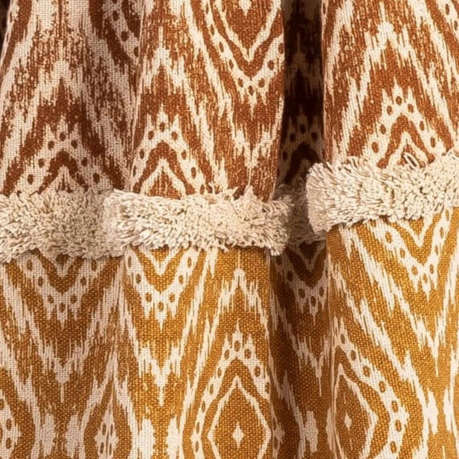 Plaid Coton à Franges Camel/jaune 130x150 Cm 4 Plaid Coton à Franges Camel/jaune 130x150 Cm – Image 2