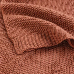 Plaid Tricotine 125x150 Cm 20 Plaid Tricotine 125x150 Cm -Doublures De Lit Soldes 2024 plaid tricotine terracotta