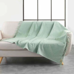Plaid à Franges En Coton Tissé Zamina 125x150 Cm 8 Plaid à Franges En Coton Tissé Zamina 125x150 Cm -Doublures De Lit Soldes 2024 plaid zamina vert