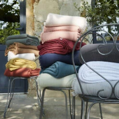 Plaid Gaze De Coton à Franges Bleu Canard 11 Plaid Gaze De Coton à Franges Bleu Canard -Doublures De Lit Soldes 2024 plaids 2