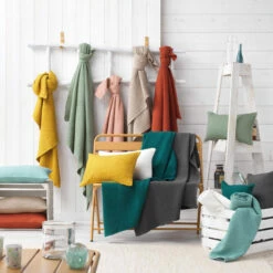 Plaid Gaufrette En Coton Uni 125x150 Cm -Doublures De Lit Soldes 2024 plaids gaufrette