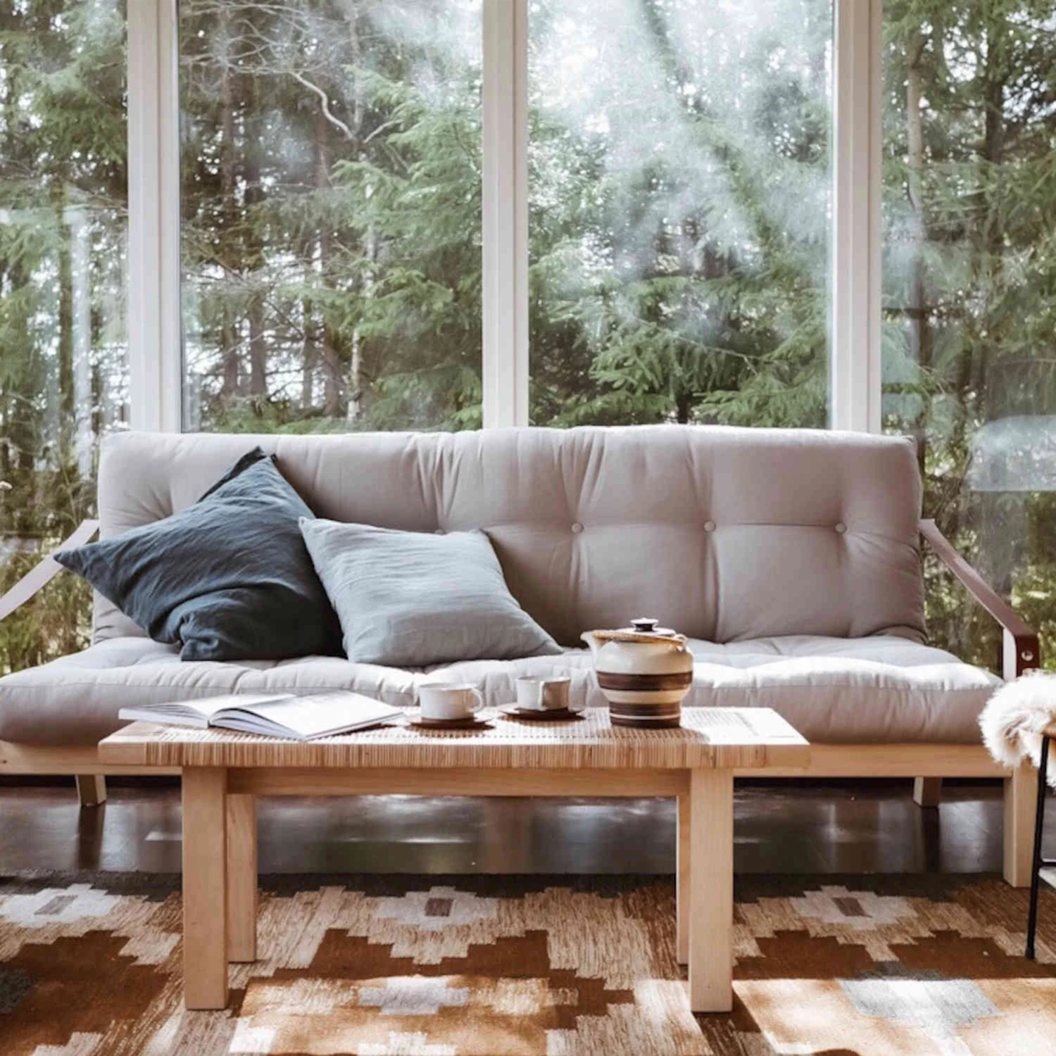 Banquette Convertible POETRY En Pin Naturel Avec Matelas Futon 8 Banquette Convertible POETRY En Pin Naturel Avec Matelas Futon – Image 6