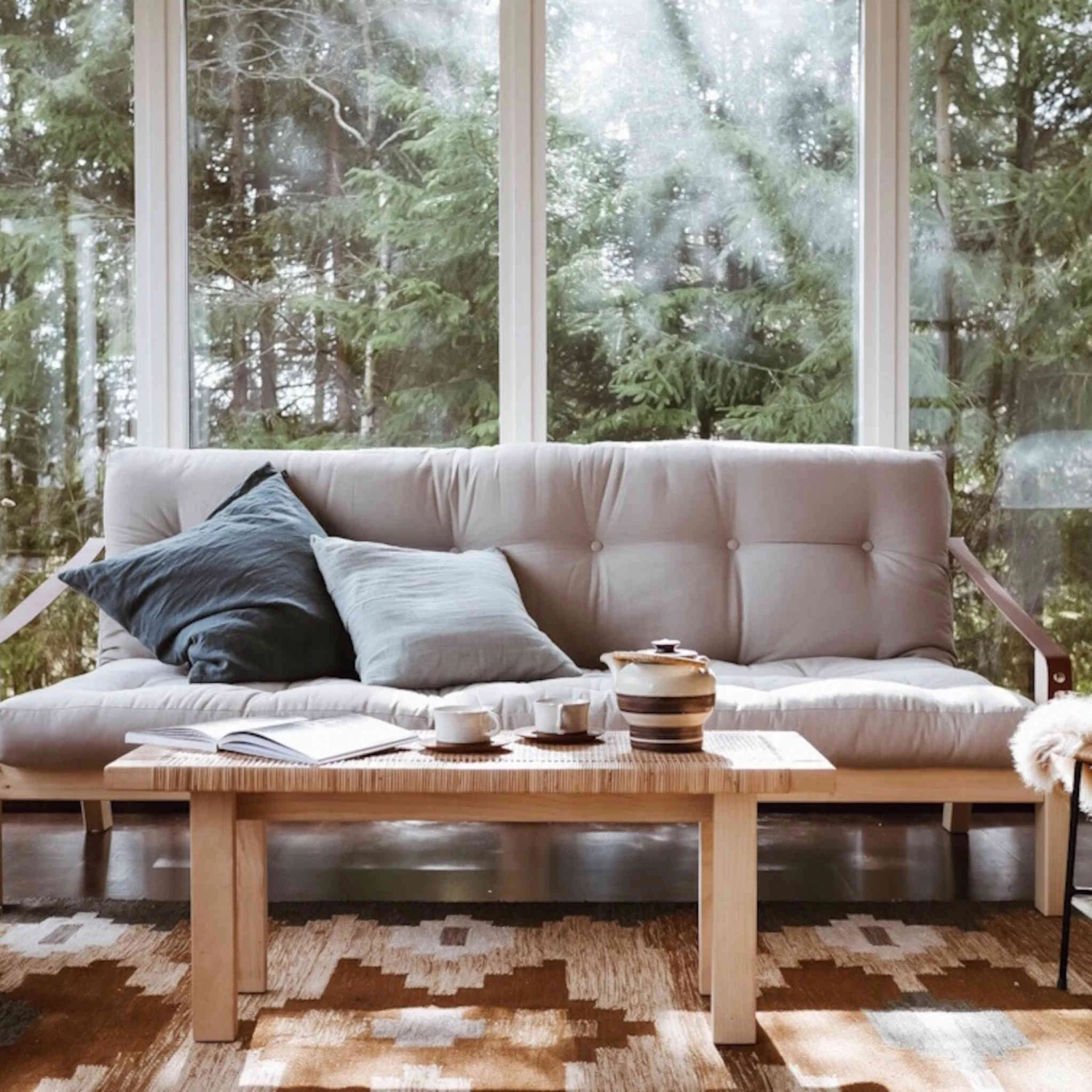 Banquette Convertible POETRY En Pin Blanc Avec Matelas Futon 7 Banquette Convertible POETRY En Pin Blanc Avec Matelas Futon – Image 5