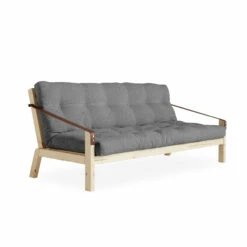 Banquette Convertible POETRY En Pin Naturel Avec Matelas Futon