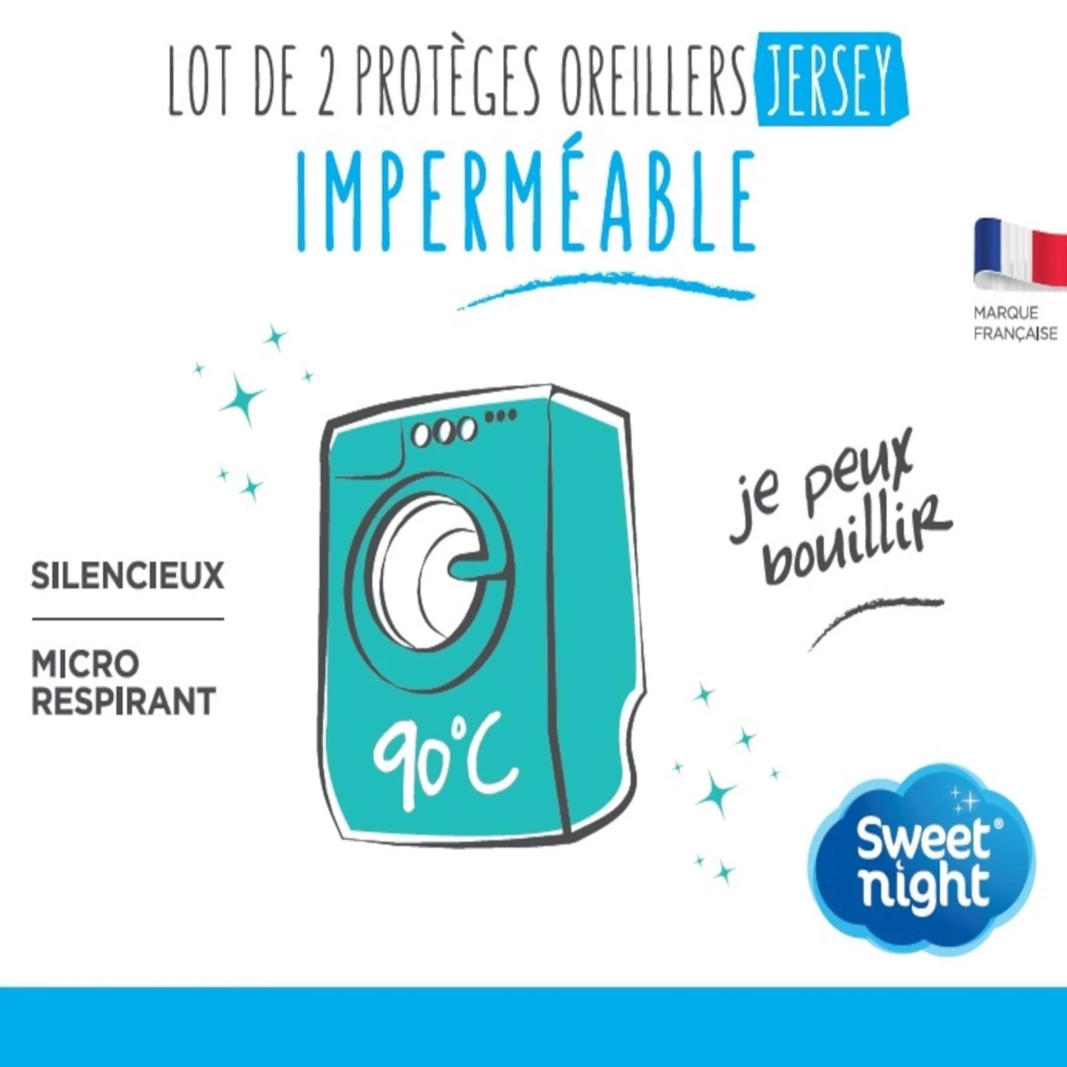 Lot De 2 Protèges Oreillers Imperméables Micro-respirants Souples Silencieux 7 Lot De 2 Protèges Oreillers Imperméables Micro-respirants Souples Silencieux – Image 5