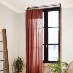 Rideau Gaze De Coton Ajustable 140x300 Cm -Doublures De Lit Soldes 2024 ridea double gaze ajustable orange 6