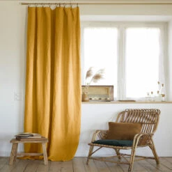 Rideau à Pinces Ajustable Lin 140x270 Cm 12 Rideau à Pinces Ajustable Lin 140x270 Cm -Doublures De Lit Soldes 2024 rideau ajustable lin jaune ambiance 1