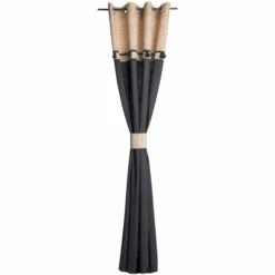 Rideau à œillets En Coton Beige/anthracite 135x250