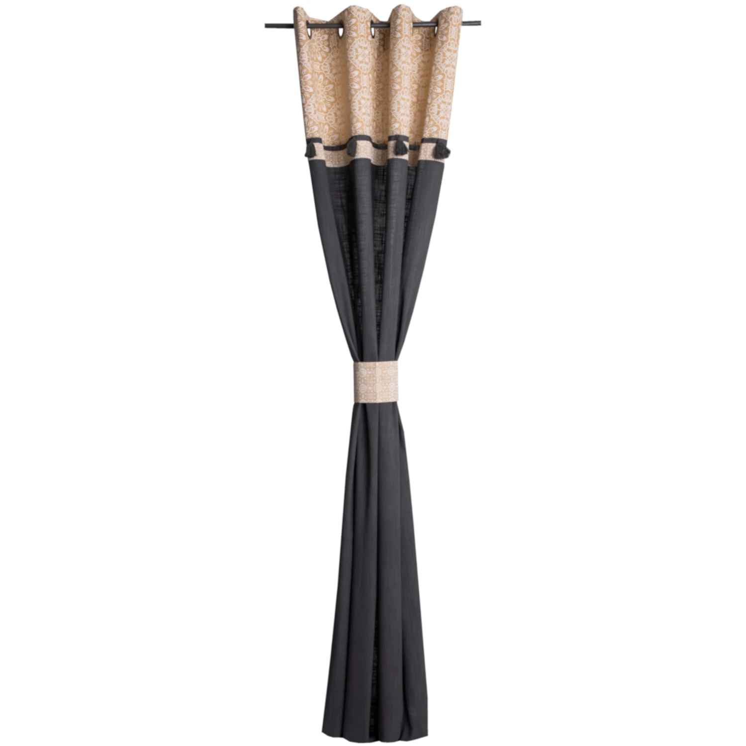 Rideau à œillets En Coton Beige/anthracite 135x250 3 Rideau à œillets En Coton Beige/anthracite 135x250