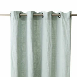 Rideau à œillets En Lin Lavé 140x250 23 Rideau à œillets En Lin Lavé 140x250 -Doublures De Lit Soldes 2024 rideau lin oeillets sauge face fond blanc