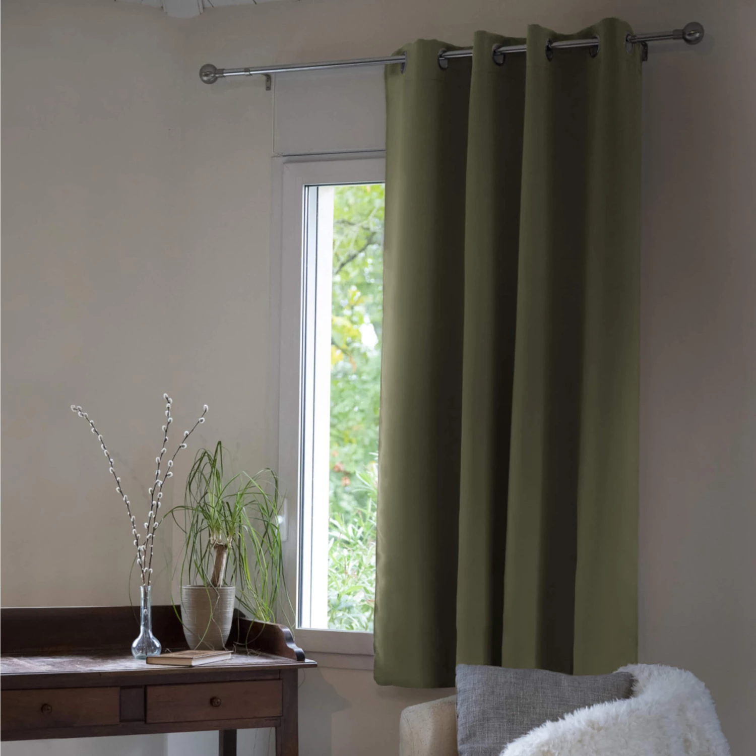Lot De 2 Rideaux Occultants à œillets Kaki 3 Lot De 2 Rideaux Occultants à œillets Kaki