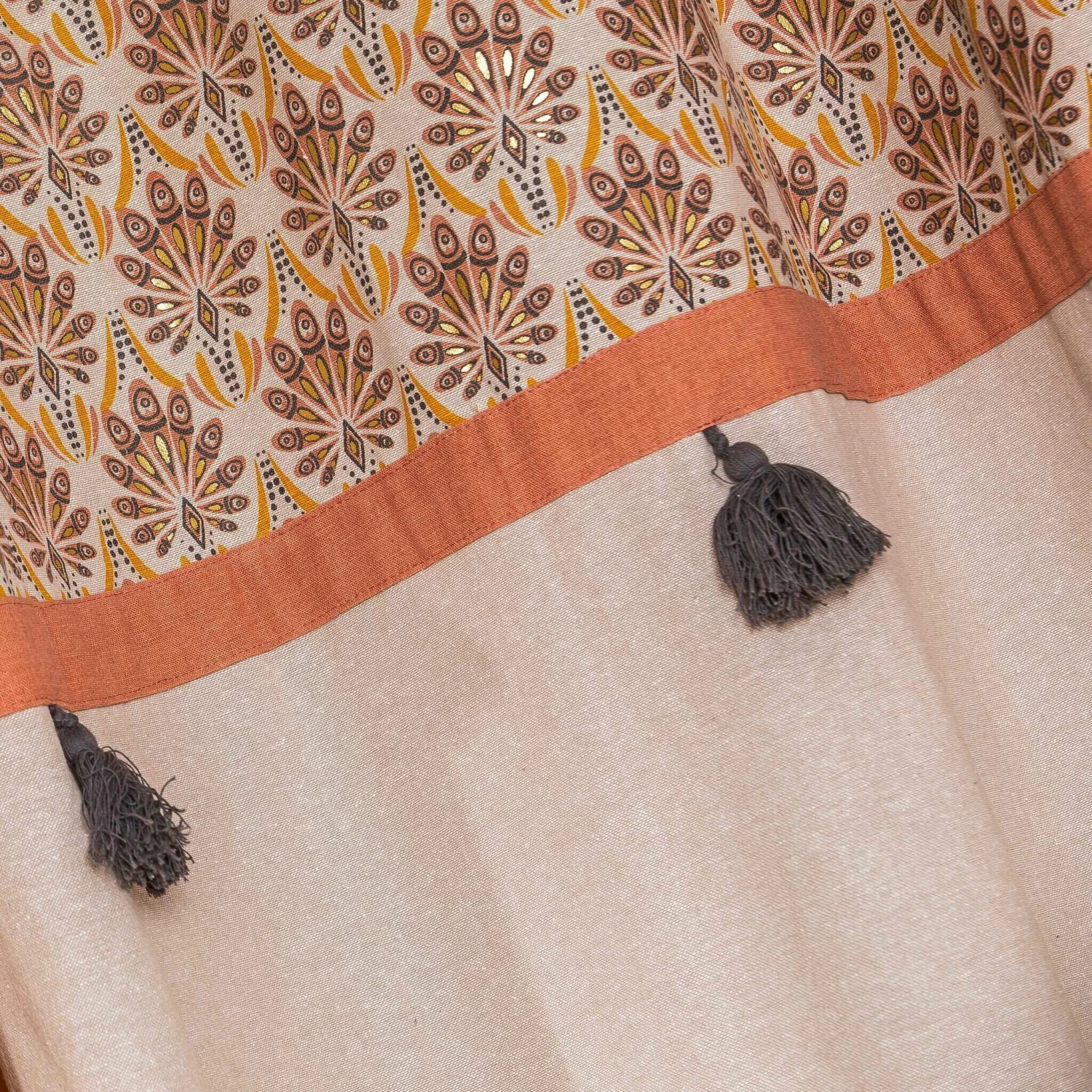 Rideau à œillets En Coton Orange/beige 135x250 4 Rideau à œillets En Coton Orange/beige 135x250 – Image 2